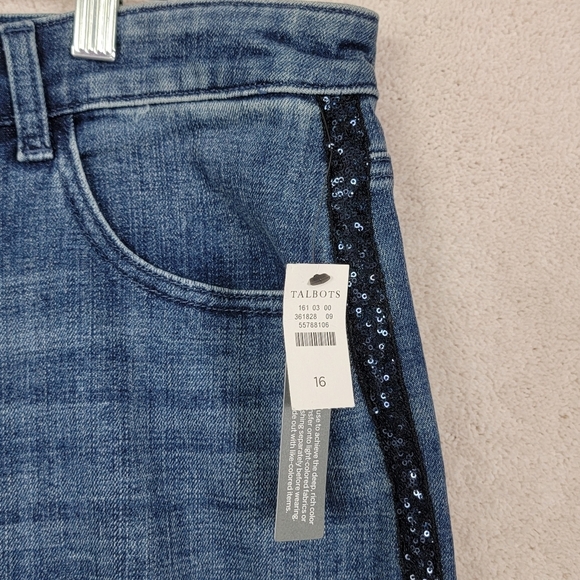 Talbots Women's High Waist Straight Leg Ankle Sequin Side Stripe Jean  Sz 16 NEW - Picture 8 of 16